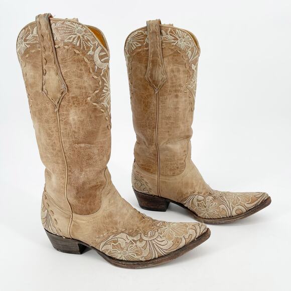 Old Gringo Erin Bone Cream Floral Embroidered Western Cowgirl Boot size 7 - Picture 2 of 14